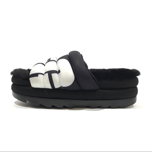 UGG Maxi Slide Logo Platform Puffer Sandals -Black -Women’s US 10 -NEW - Picture 2 of 7
